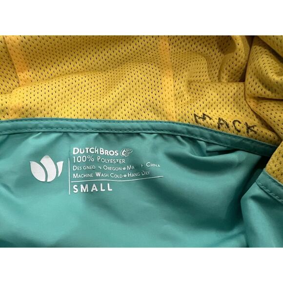 Dutch Bros Unisex Turquoise 1/2 Zip Windbreaker Hooded Pullover Jacket Size S - Picture 6 of 9